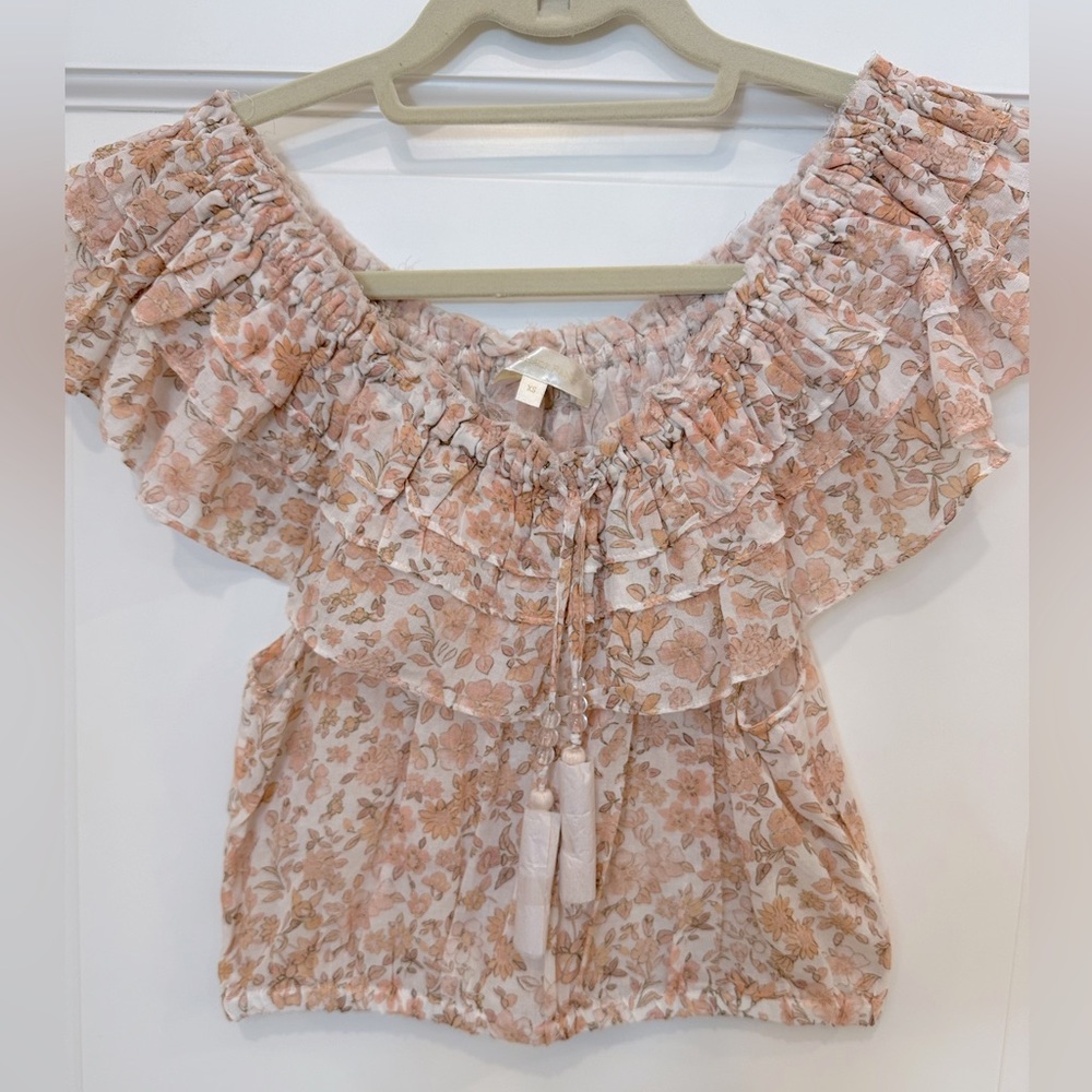 NEW Loveshackfancy Dorin off shoulder floral crop top - Picture 2 of 11